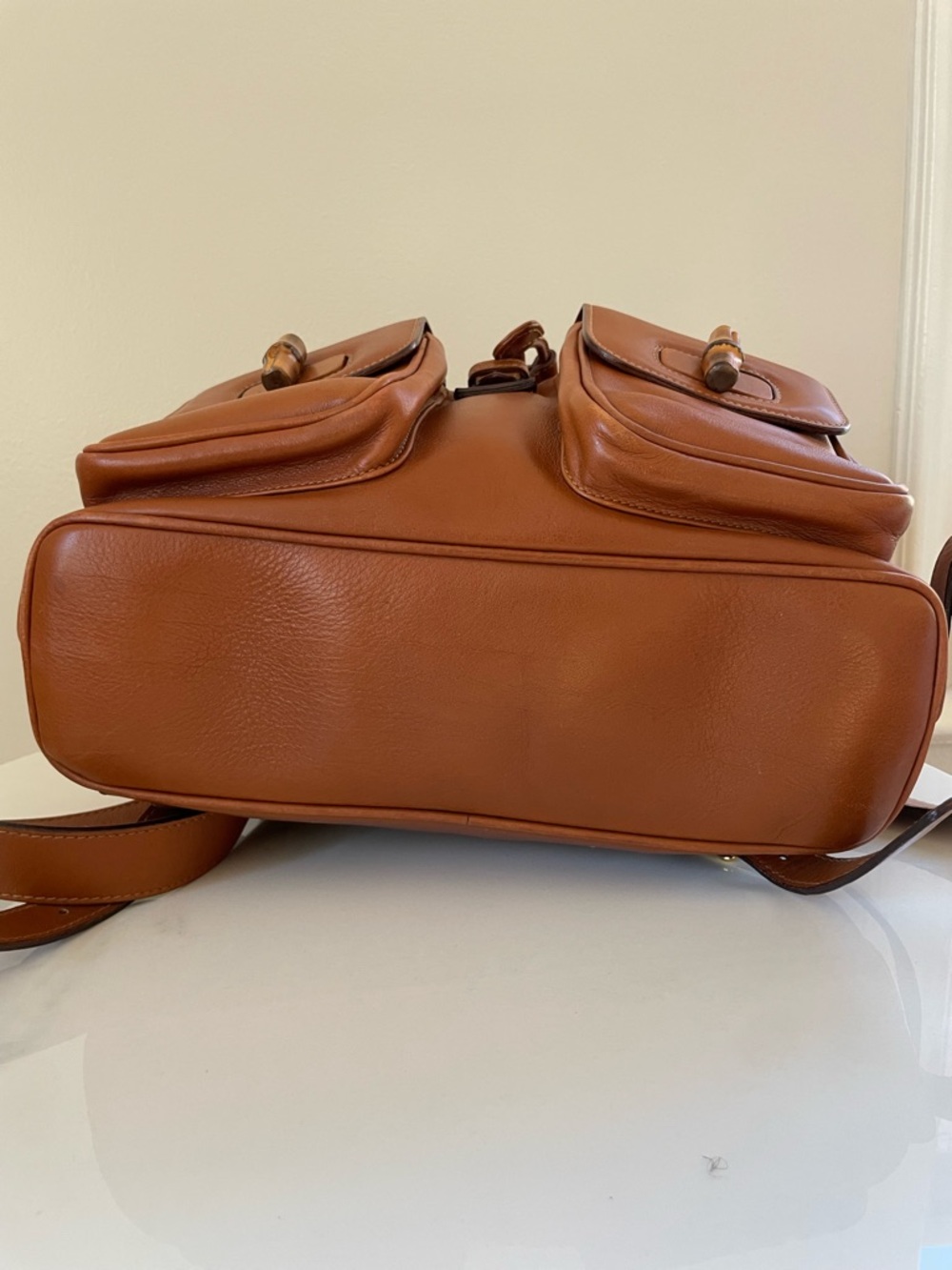 Gucci Bamboo Leather Backpack • Vintage • Tan Leather • Top Handle - Picture 11 of 15